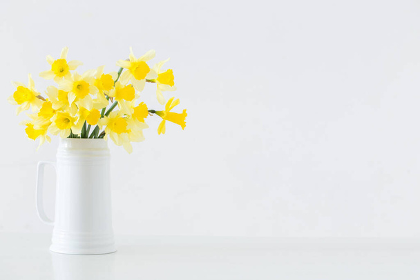 yellow spring flowers on white background - Foto, Imagem