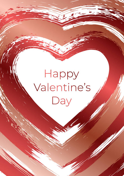 Modelo de cartão de saudação para o dia de São Valentim com texto e coração vermelho grunge em um fundo branco. - Vetor, Imagem