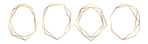 Set of decorative golden frames for wedding invitations. - Vektör, Görsel