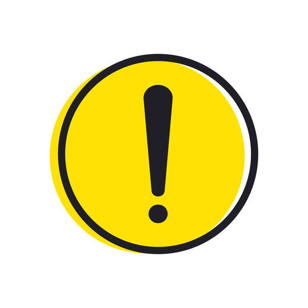 黄色の丸の中の感嘆符。注意シンボル。危険標識を警告する。白に隔離されたベクトル - ベクター画像