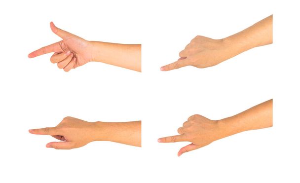 изображение мужской руки с помощью указательного пальца действие на белом фоне. - Фото, изображение