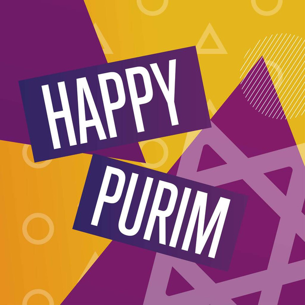 Happy Purim. Holiday concept. Template for background, banner, card, poster with text inscription. Vector EPS10 illustration. - ベクター画像