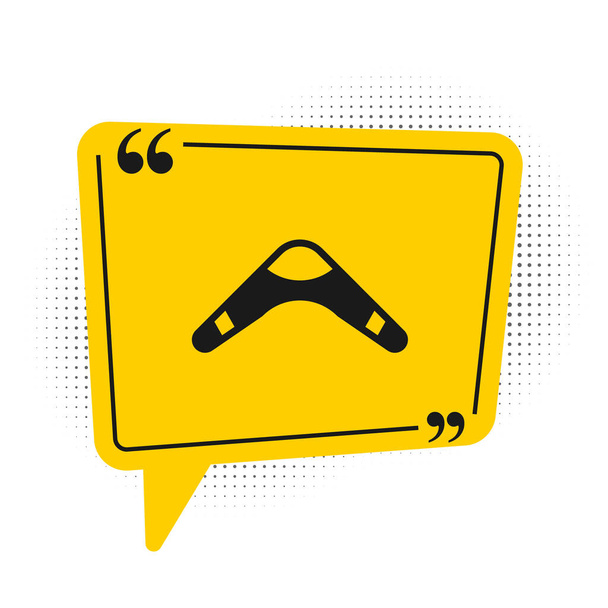 Černá bumerang ikona izolované na bílém pozadí. Žlutý symbol bubliny řeči. Vektor. - Vektor, obrázek