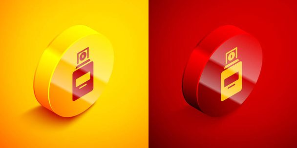Isometric Perfume icon isolated on orange and red background. Circle button. Vector. - Vector, Image