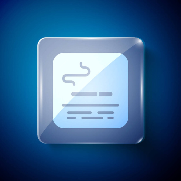 Blanco Icono de área de fumadores aislado sobre fondo azul. Paneles cuadrados de vidrio. Vector. - Vector, Imagen
