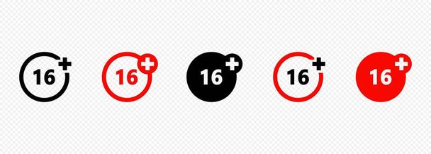 Set of age restriction icons. 16 age limit concept. Adults content icon. - Vector, Image