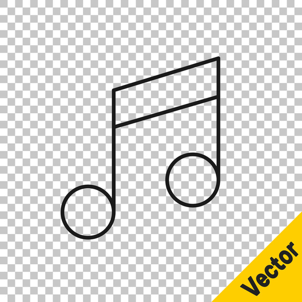 Zwarte lijn Muzieknoot, toon icoon geïsoleerd op transparante achtergrond. Vector Illustratie. - Vector, afbeelding