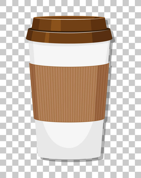 Бумажная чашка кофе изолированы на прозрачном фоне иллюстрации - Вектор,изображение
