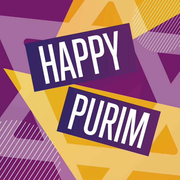 Happy Purim. Holiday concept. Template for background, banner, card, poster with text inscription. Vector EPS10 illustration. - Вектор, зображення