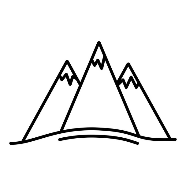 Montañas icono de la línea sobre fondo blanco, ilustración vectorial - Vector, imagen