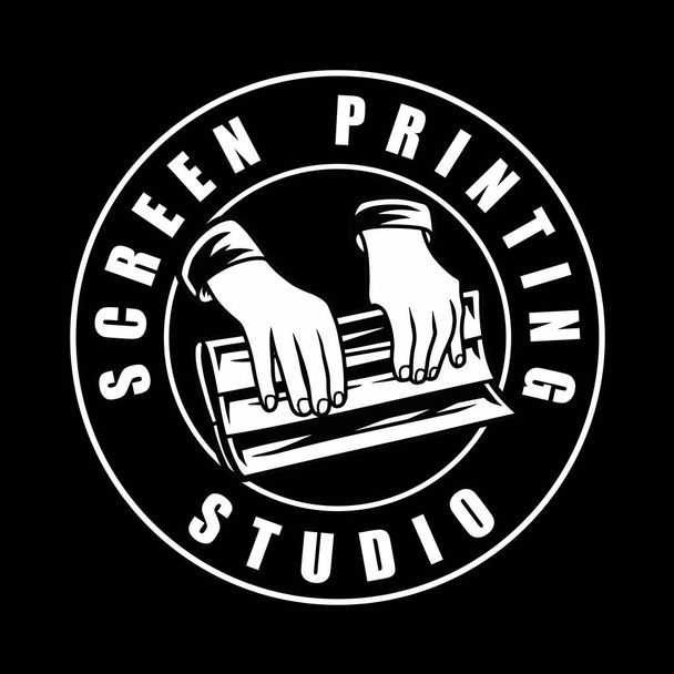 Screen printing is a printing technique where a mesh is used to transfer ink onto a substrate, except in areas made impermeable to the ink by a blocking stencil - Vector, Image