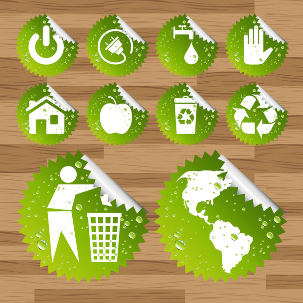 Collection of green planet saving eco-icons - Vektor, obrázek