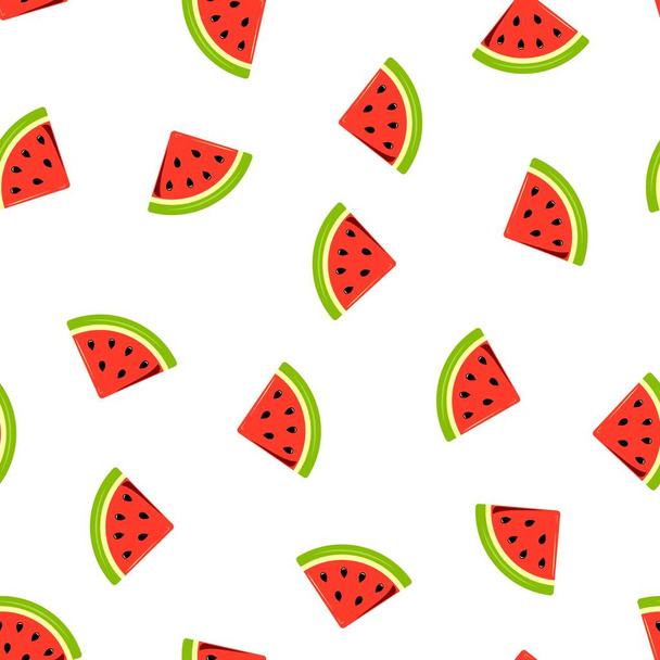 Vektornahtloses Muster mit Wassermelonen. Sommer Hintergrund für den Urlaub der Wassermelone. - Vektor, Bild