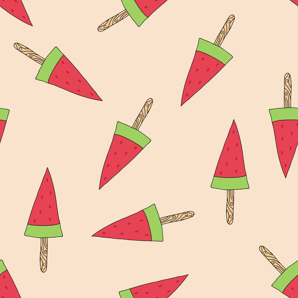 Hand drawn Ice cream food seamless pattern. Ice cream Vector illustration in doodle style - Вектор,изображение