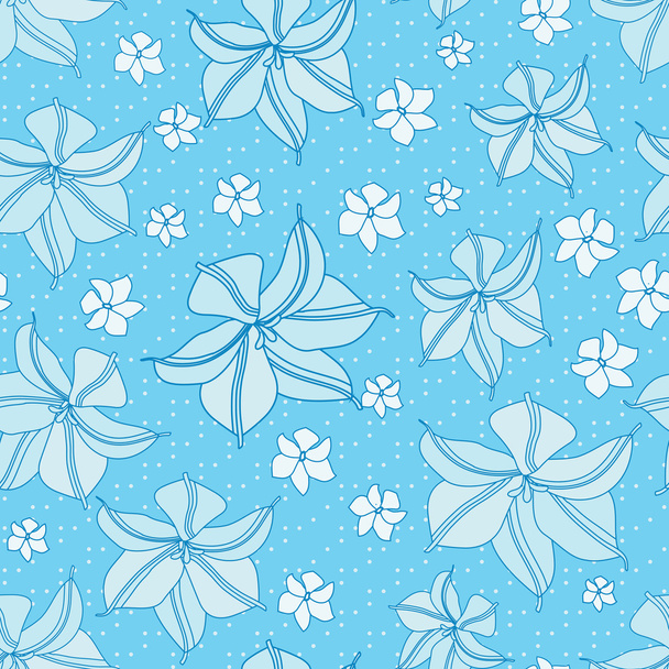 Blue Seamless Floral Pattern - Vector, Image