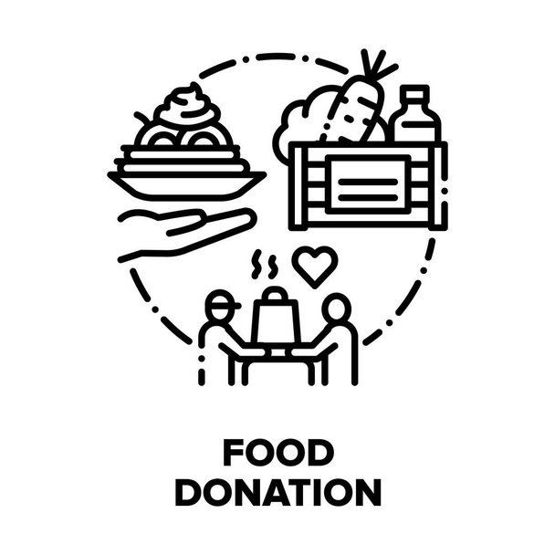 Food Donation Vector Concept Black Illustrations - Vector, Image