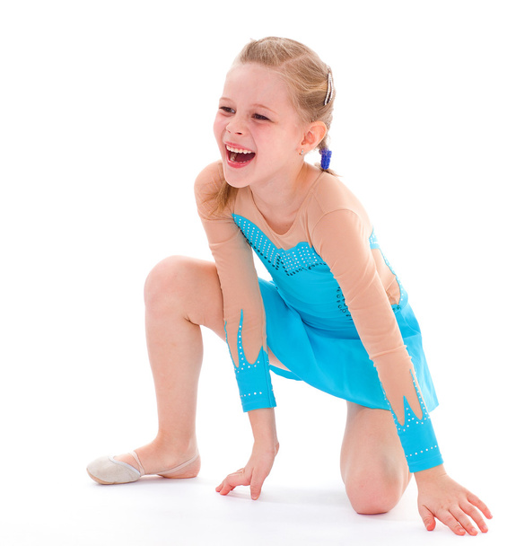 child girl doing fitness exercises - Valokuva, kuva