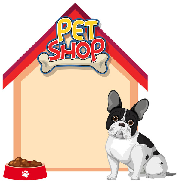 Bandeiras de casa de cachorro em branco com cachorro bonito isolado em fundo branco ilustração - Vetor, Imagem