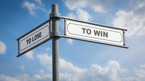 Street Sign the Direction Way to WIN versus To LOSE
 - Фото, изображение