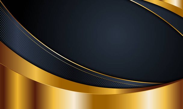 Abstracte donkere marine en gouden gebogen strepen achtergrond. Vector illustratie. Luxe design voor bedrijven - Vector, afbeelding