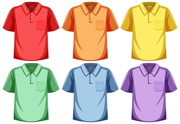 Σύνολο πόλο πουκάμισο διαφορετικό χρώμα εικονογράφηση - Διάνυσμα, εικόνα