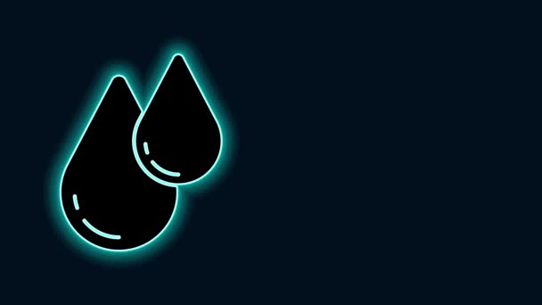 Ligne lumineuse néon Icône de goutte d'eau isolée sur fond noir. Animation graphique de mouvement vidéo 4K - Séquence, vidéo