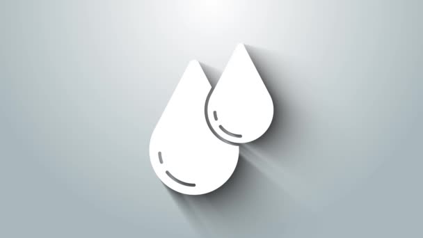 Icono de gota de agua blanca aislado sobre fondo gris. Animación gráfica de vídeo 4K - Metraje, vídeo