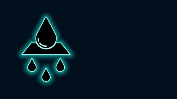 Leuchtende Neon-Linie Recycle sauberes Aqua-Symbol isoliert auf schwarzem Hintergrund. Wassertropfen mit Zeichenrecycling. 4K Video Motion Grafik Animation - Filmmaterial, Video