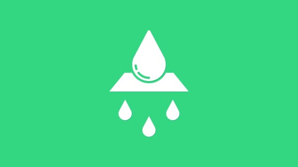 White Recycle clean aqua icon isolated on green background. Kapka vody se značkovou recyklací. Grafická animace pohybu videa 4K - Záběry, video