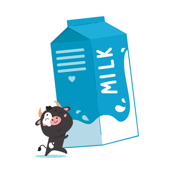 Ілюстрація корови з пакетом молока
. - Вектор, зображення