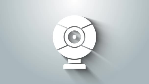 Ikona białej kamery na szarym tle. 4K Animacja graficzna ruchu wideo - Materiał filmowy, wideo