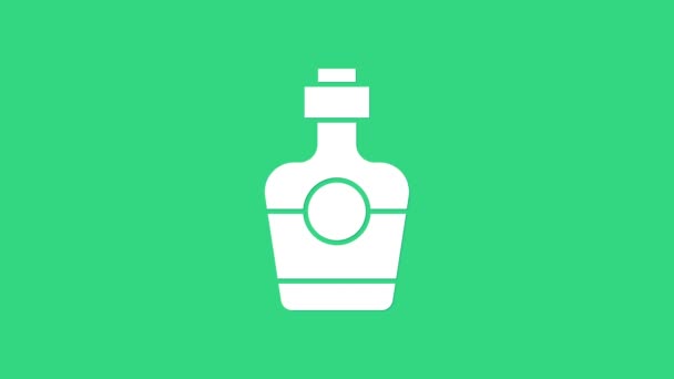 緑色の背景に分離された白いテキラボトルのアイコン。メキシコのアルコール飲料。4Kビデオモーショングラフィックアニメーション - 映像、動画
