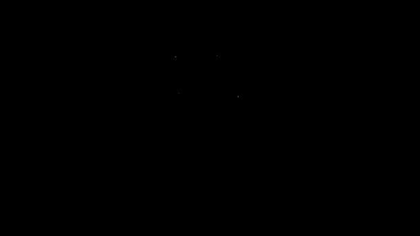 Witte lijn Gallows touw lus opknoping pictogram geïsoleerd op zwarte achtergrond. Touw vastgebonden aan strop. Zelfmoord, ophangen of lynchen. 4K Video motion grafische animatie - Video