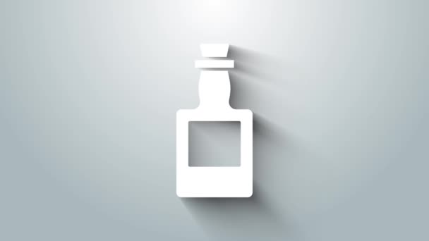 Weißes Tequila-Flaschensymbol isoliert auf grauem Hintergrund. Mexikanischer Alkoholkonsum. 4K Video Motion Grafik Animation - Filmmaterial, Video