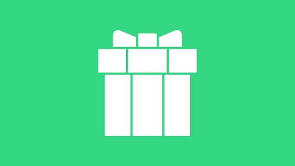 Значок белой подарочной коробки выделен на зеленом фоне. День Святого Валентина. Видеографическая анимация 4K - Кадры, видео