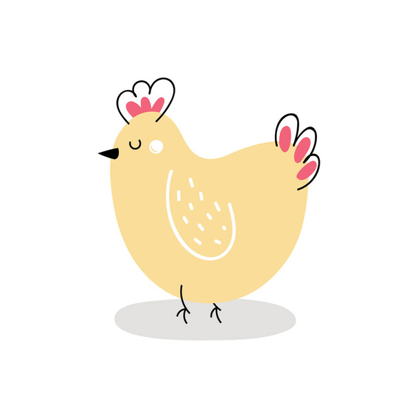  Nettes Huhn isoliert auf weißem Hintergrund. Osterhuhn - Vektor, Bild