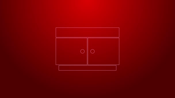 Zielona linia Klatka piersiowa ikona szuflad odizolowana na czerwonym tle. 4K Animacja graficzna ruchu wideo - Materiał filmowy, wideo