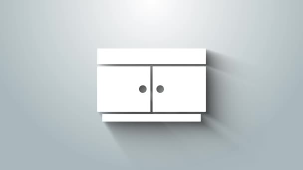 Άσπρο στήθος συρταριών εικονίδιο που απομονώνεται σε γκρι φόντο. 4K Γραφική κίνηση κίνησης βίντεο - Πλάνα, βίντεο