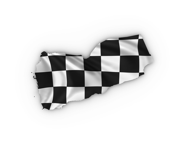 Mappa dello Yemen con una bandiera a scacchi
 - Foto, immagini