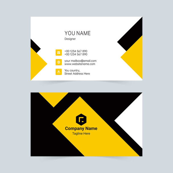 Черный и желтый простые универсальные визитные карточки - Вектор,изображение