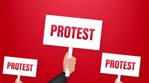Mielenosoittajat pitävät kädessään protestimerkkejä. varaston kuvaus. - Materiaali, video