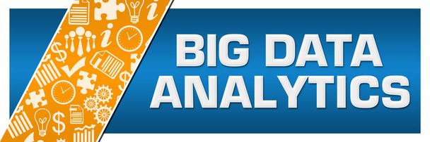 Big data analytics tekst geschreven over blauwe oranje achtergrond. - Foto, afbeelding