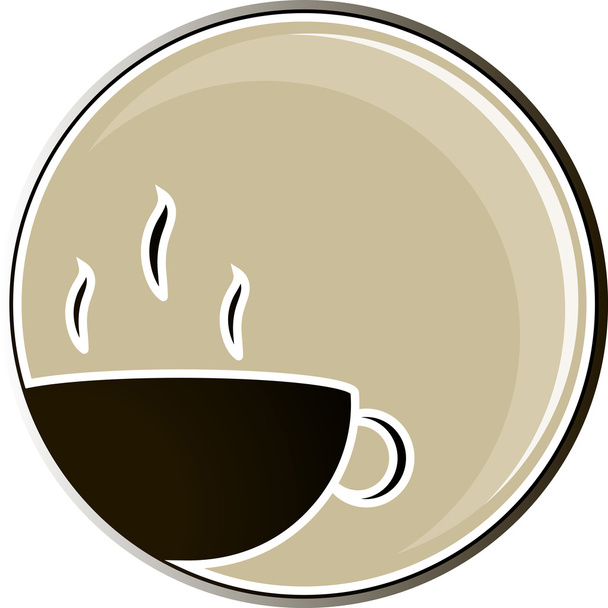 Illustration of a cup of tea or coffee in the form of a button - Vector, Image