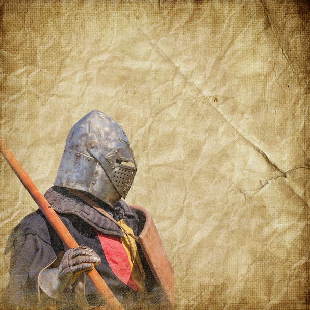 gepantserde knight - retro briefkaart - Foto, afbeelding