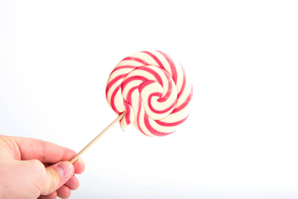Swirl Lollipop isolated on white background - Fotoğraf, Görsel