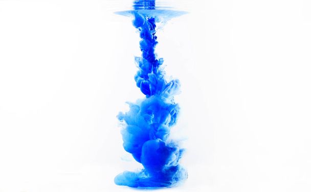Abstract pattern background with blue colours ink in water - Photo, Image