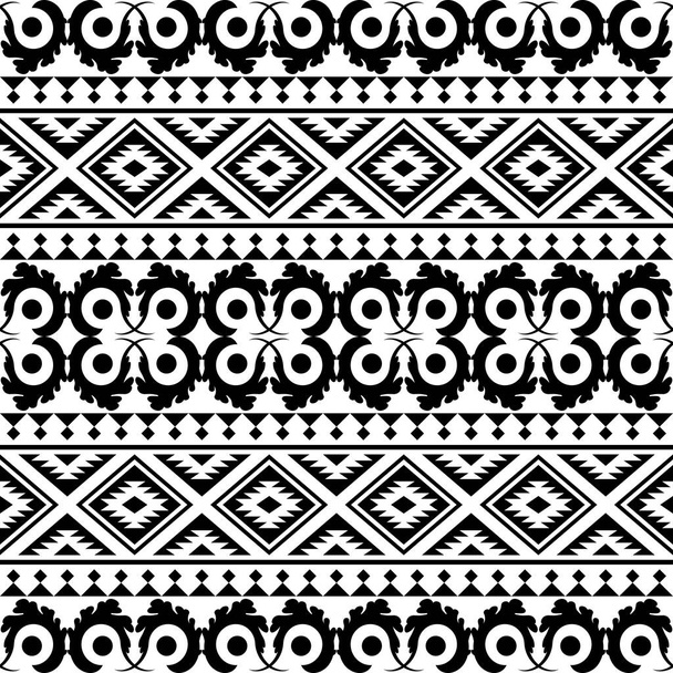 Vettore tradizionale del modello etnico azteco Ikat di colore bianco e nero - Vettoriali, immagini