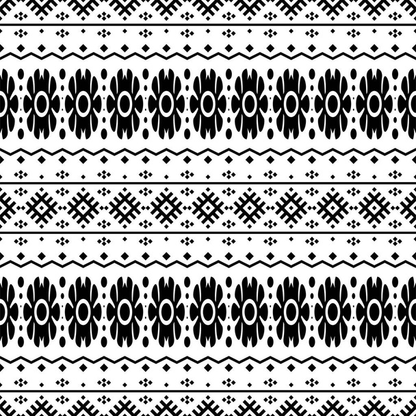 Vector étnico sin costura patrón negro blanco color, abstracto geométrico fondo ilustración, tela textil patrón - Vector, Imagen