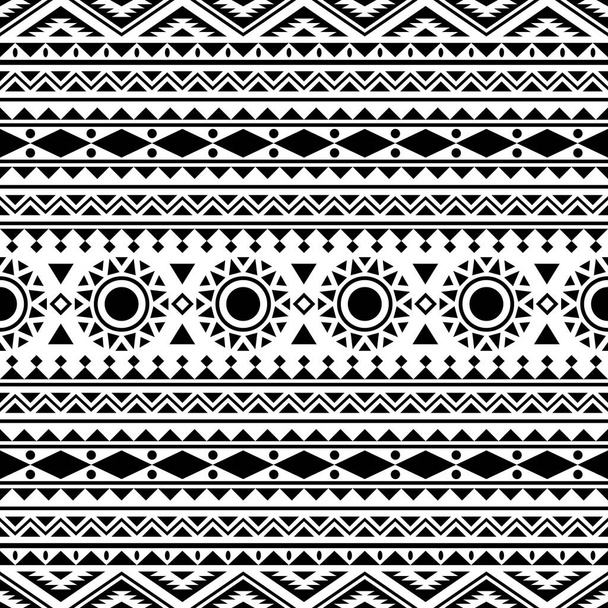 Aztec Seamless Ethnic Pattern Illustrazione vettoriale con disegno tribale in colore bianco e nero - Vettoriali, immagini