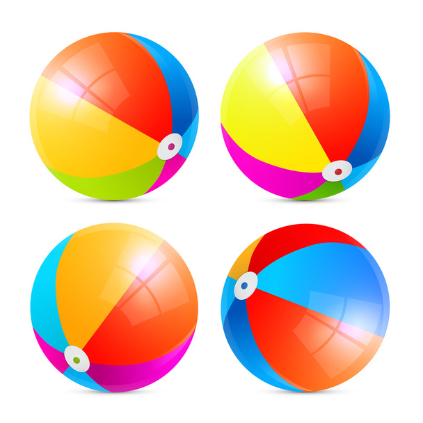 Conjunto de bolas coloridas de praia vetorial isolado no fundo branco
 - Vetor, Imagem